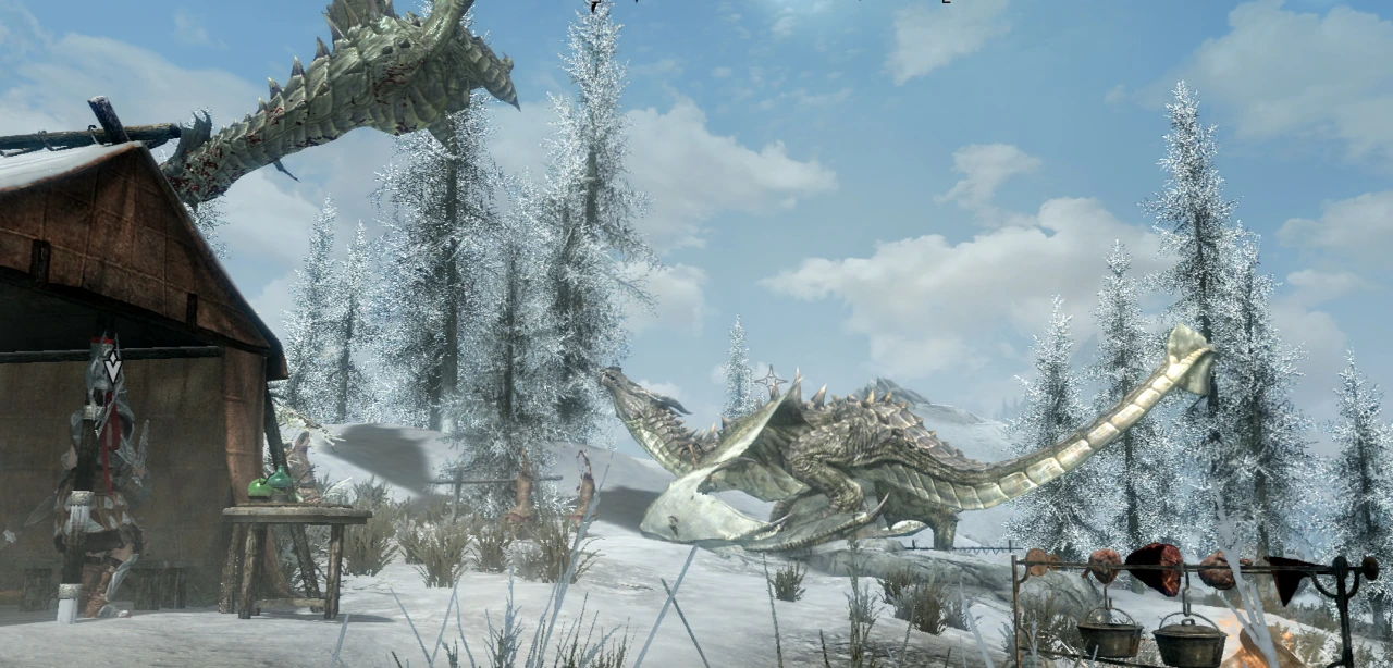 The player - a dragon - watches uncertainly as another dragon fights his allies