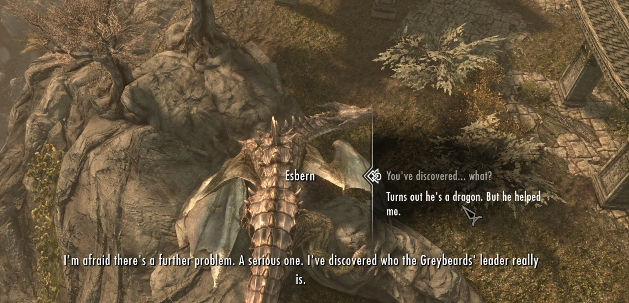 The player - a dragon - tries to explain to the dragon hunters that dragons can be okay.