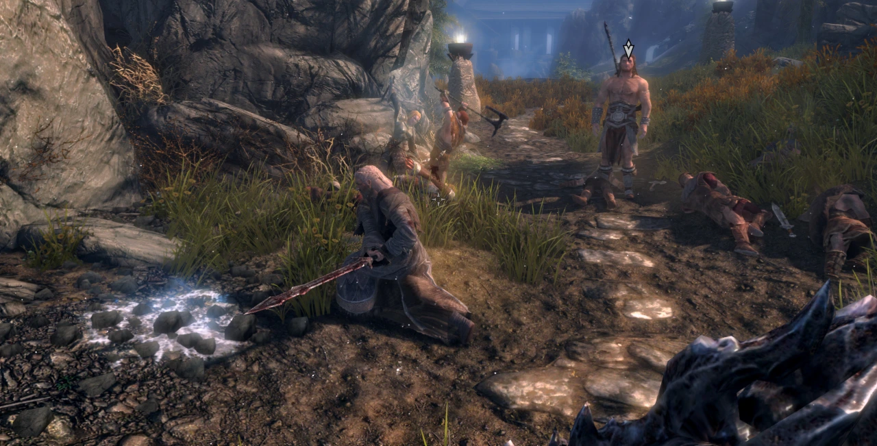 The three ancient heroes start slaughtering lost souls while the minor god Tsun looks on in confusion