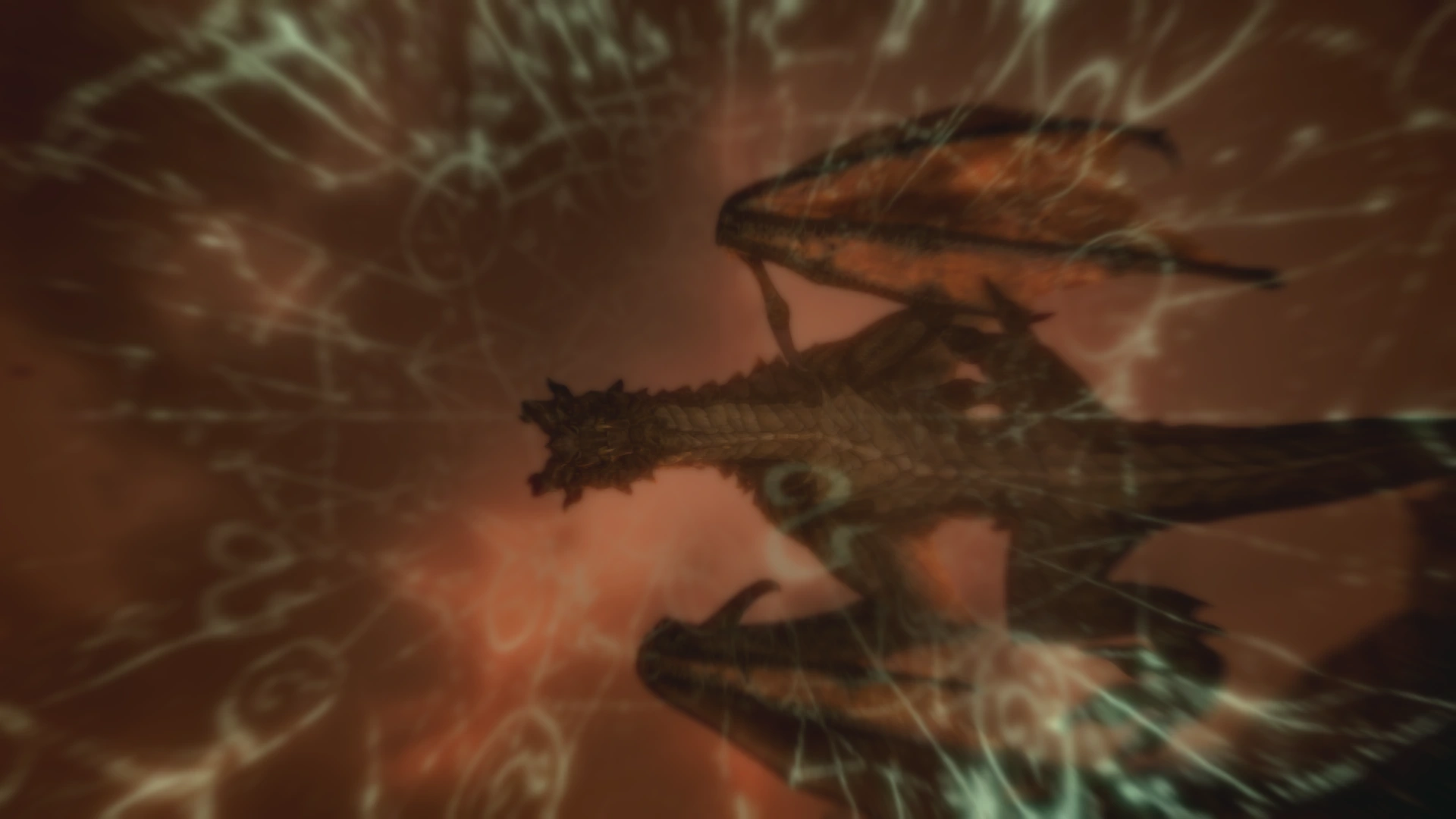 The Elder Scroll cutscene gone horrifically wrong as the dragon is now hanging off the side of a cliff