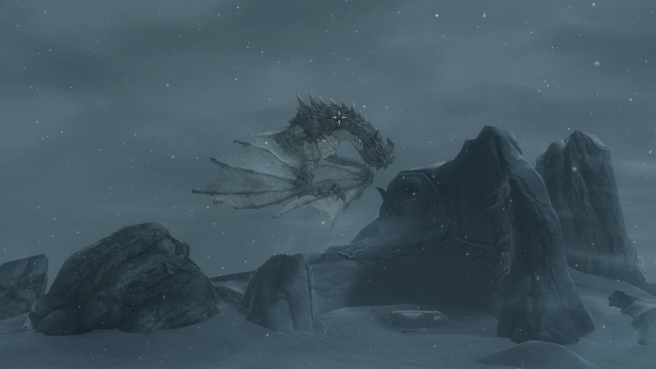 Fahdonmul the dragon floats above Paarthurnax' word-wall