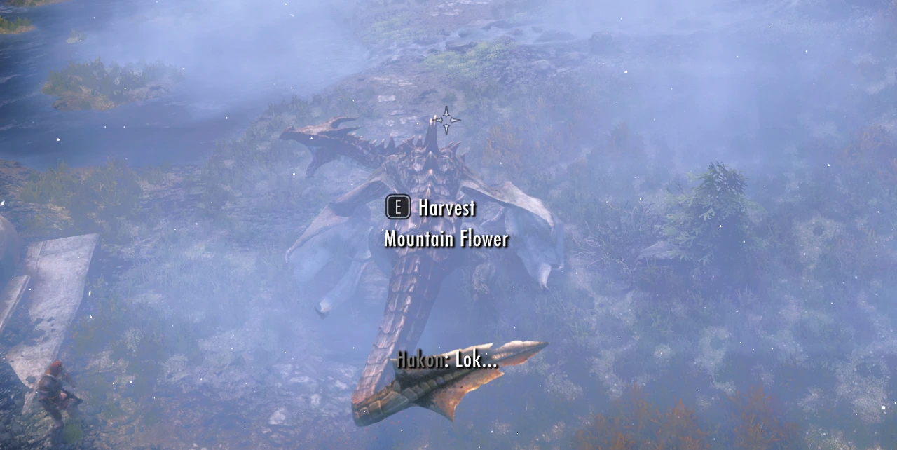 The player - a dragon - shouts a spell to remove the fog.  His mouth is gaping open.