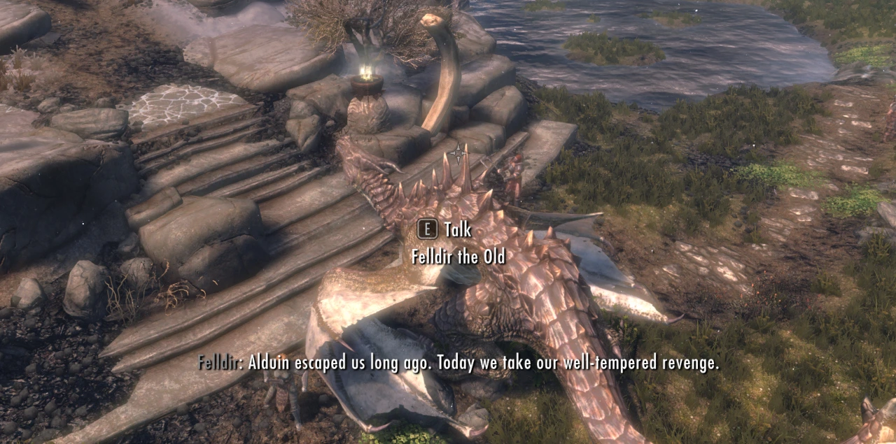 The Three Heroes are in position, but the player - a large and bulky dragon - struggles to get onto the trigger point to continue the quest